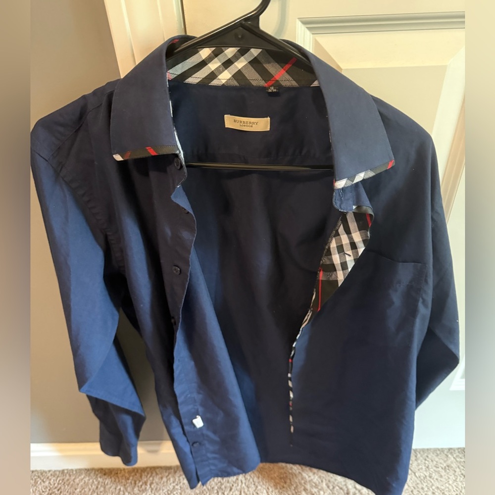 Burberry Mens Navy Dress Shirt